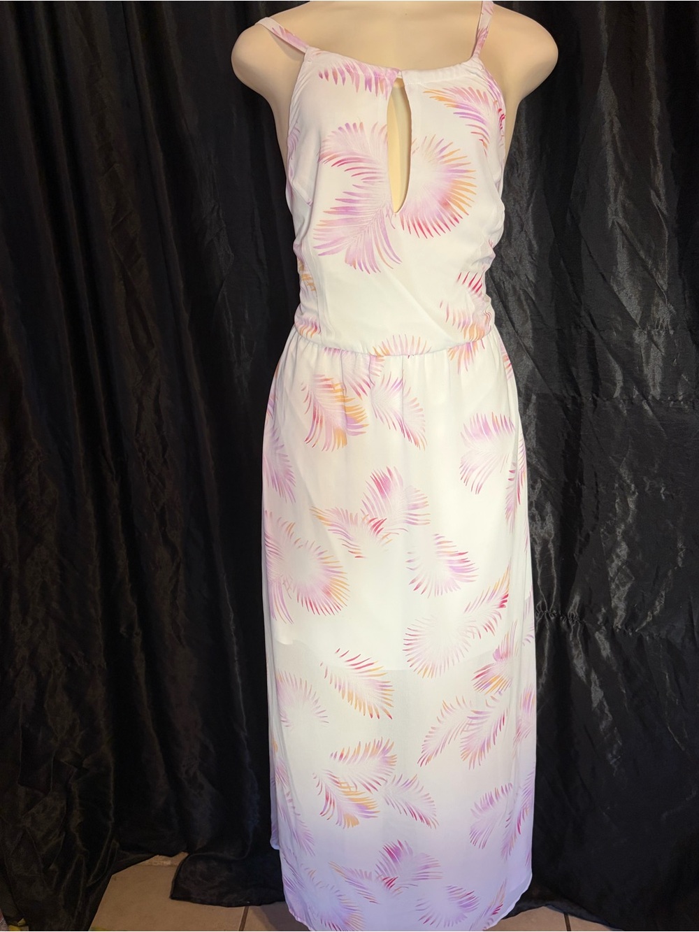 torrid White Maxi Dress with Pink & Peach Palm Motif
